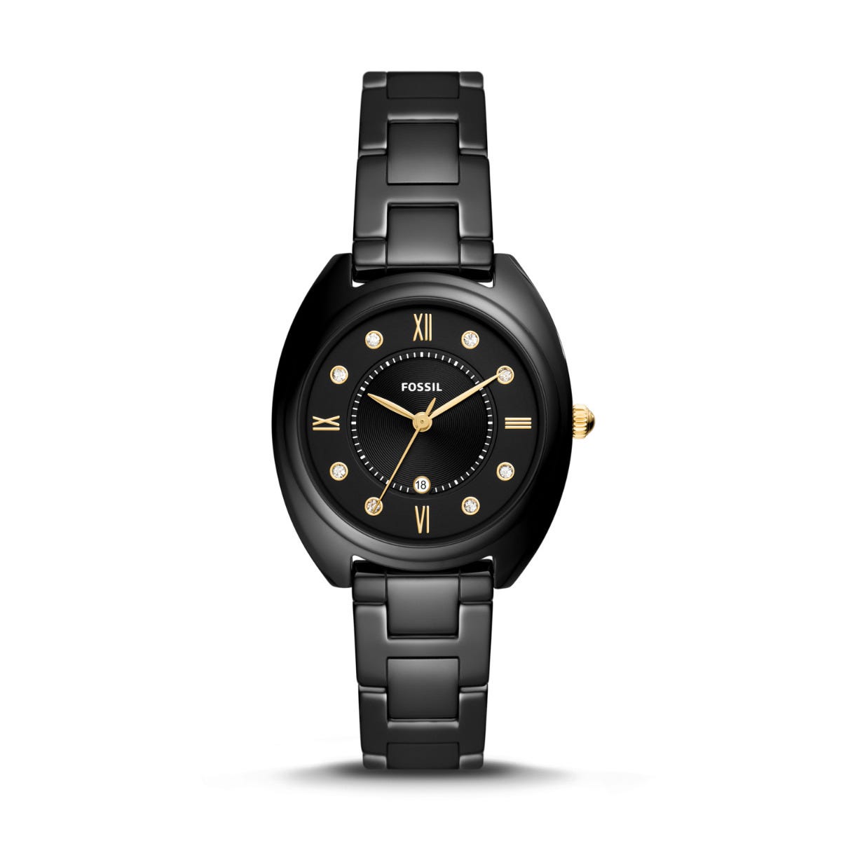 Gabby Three-Hand Date Black Stainless Steel and Ceramic Watch