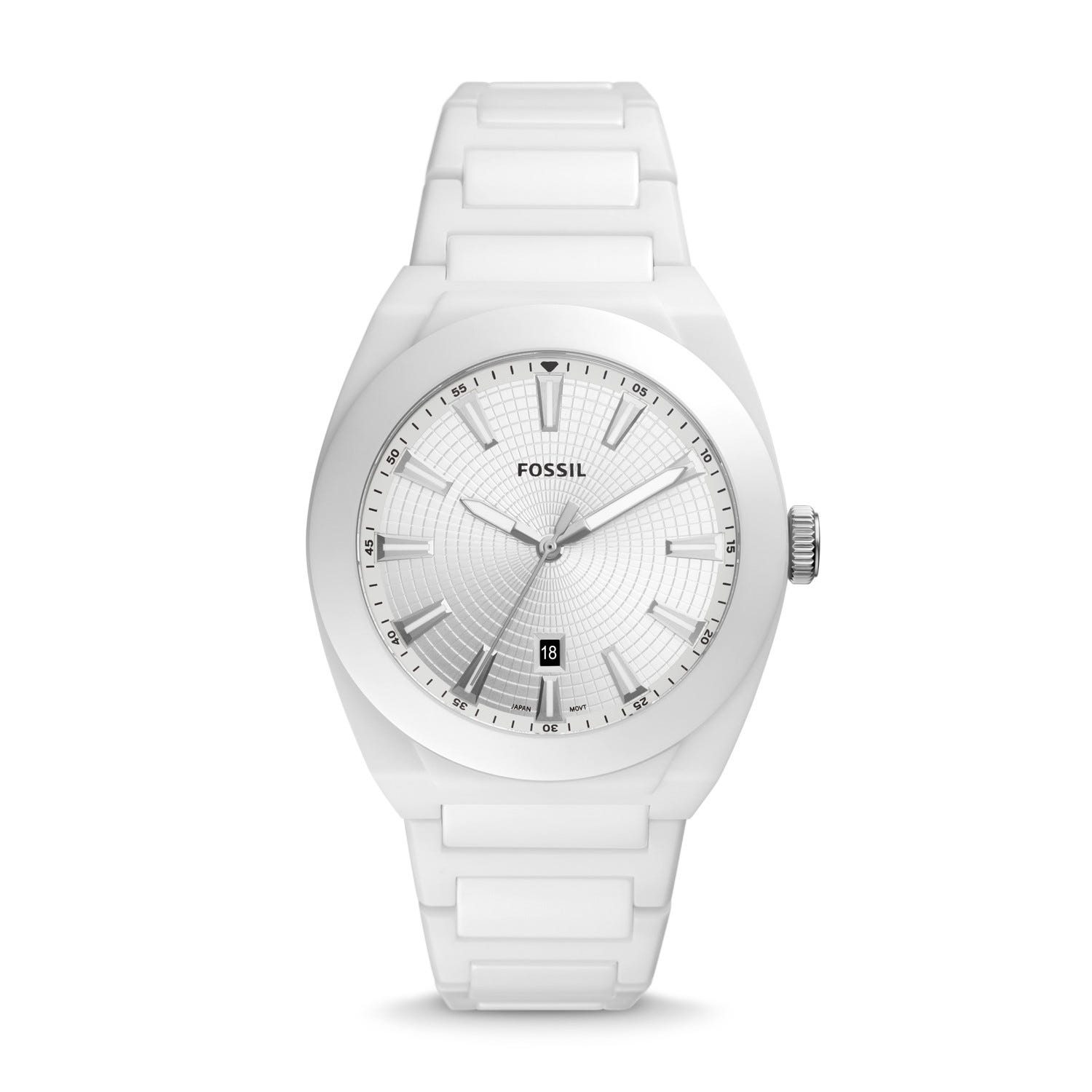 Everett Three-Hand Date White Ceramic Watch