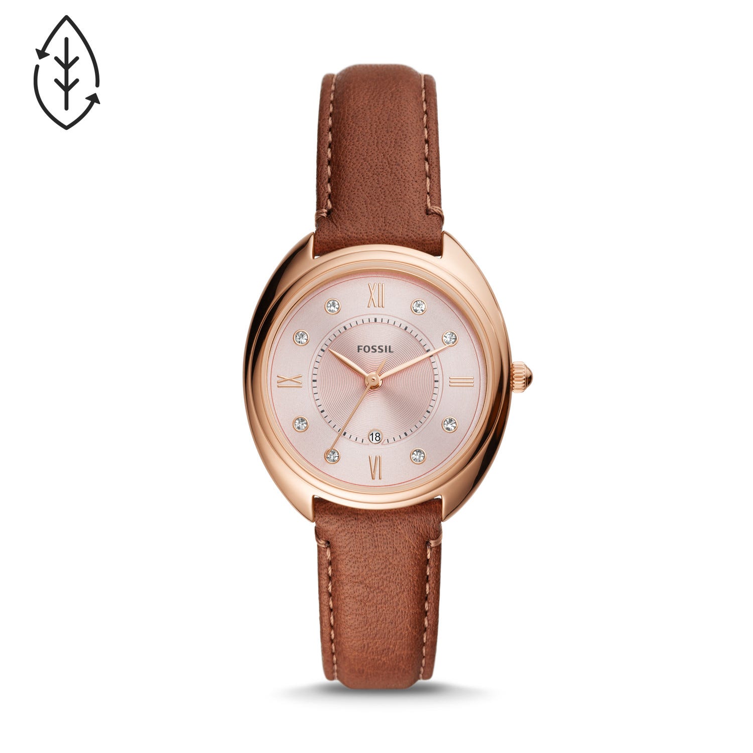Gabby Three-Hand Date Light Brown Eco Leather Watch
