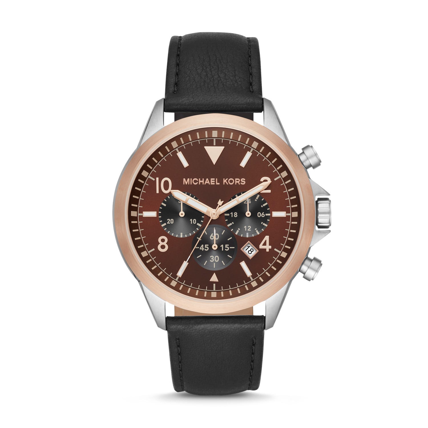 Oversized Gage Chronograph Black Leather Watch